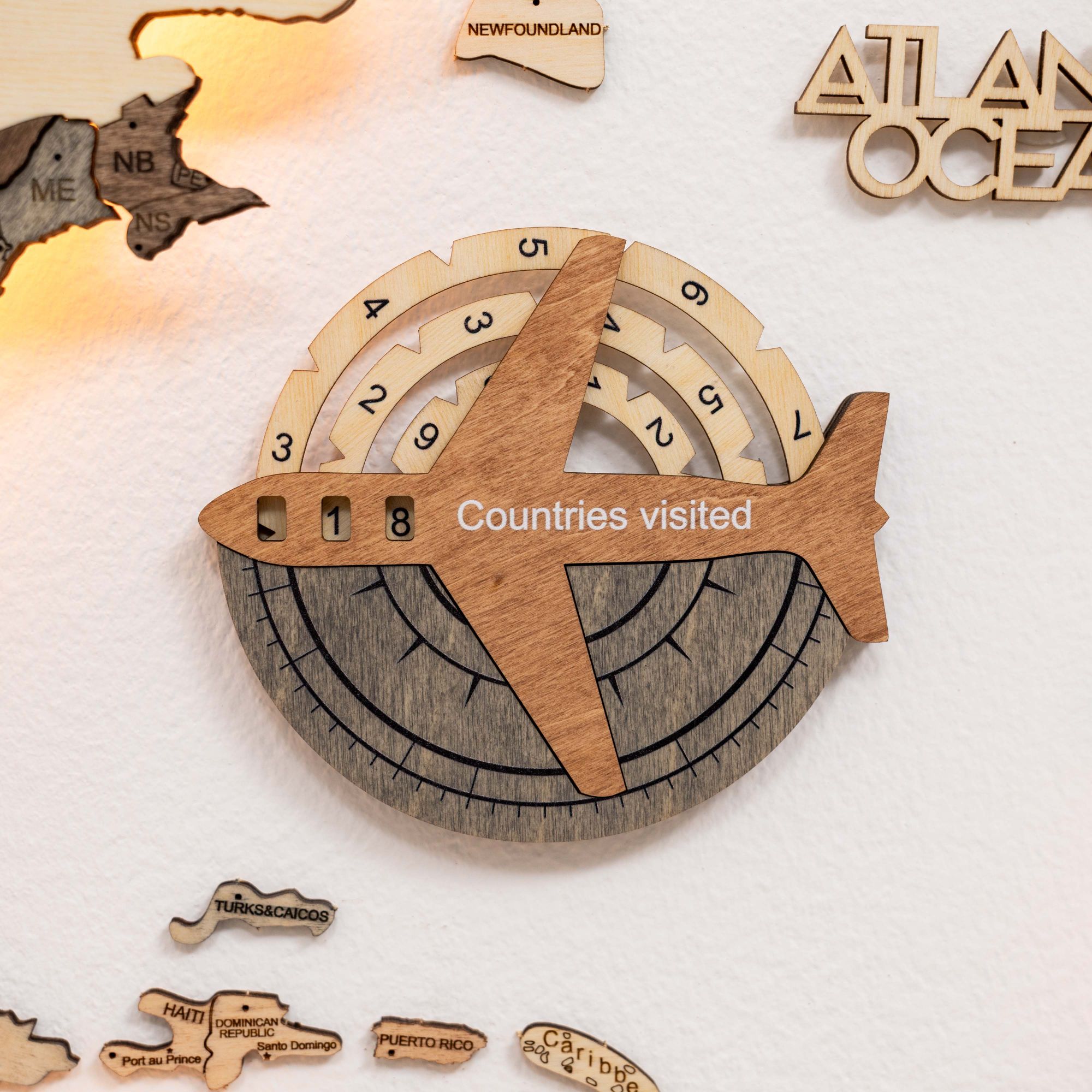 Mappa del Mondo in Legno 3D – Travel Tracker Smokey