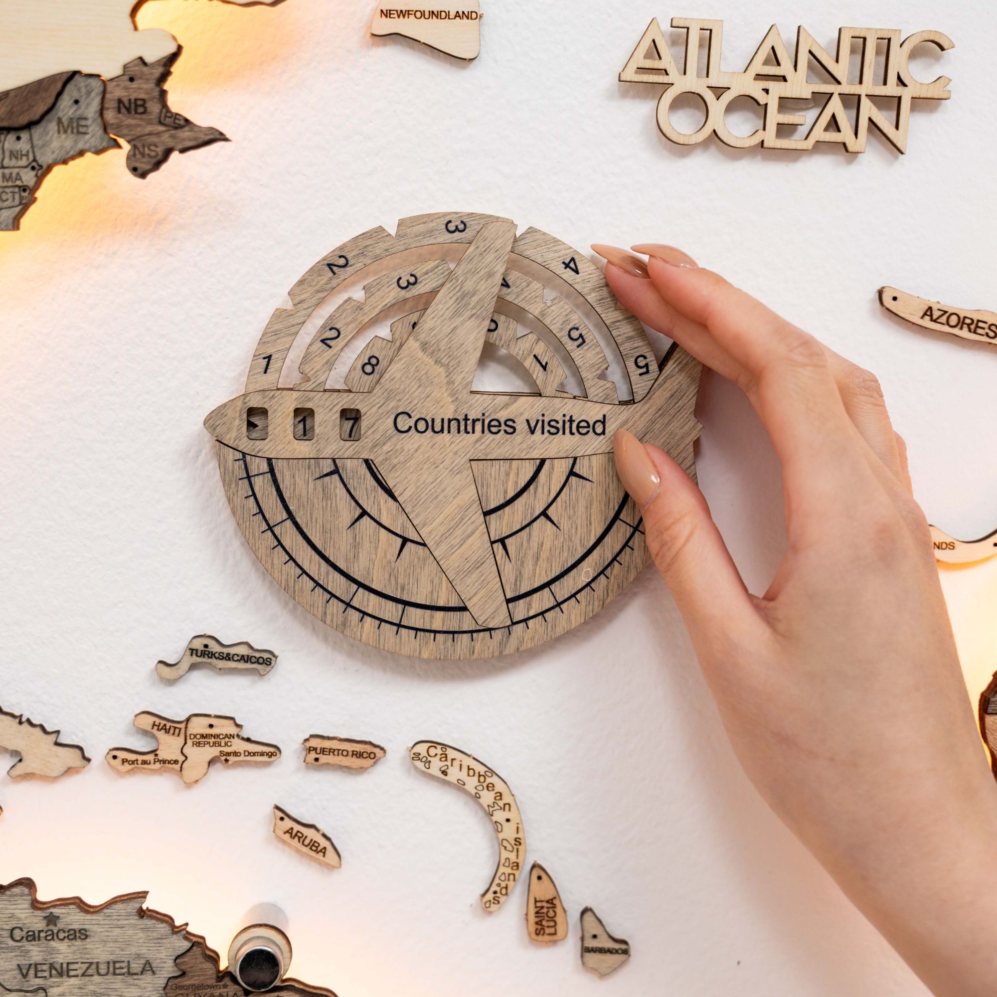 Mappa del Mondo in Legno 3D – Travel Tracker Terra
