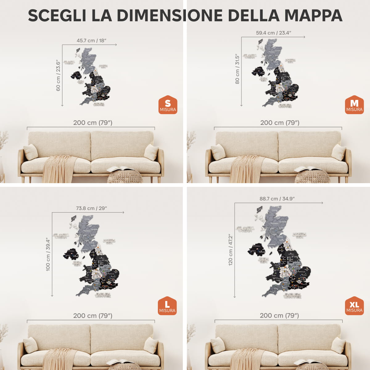 Mappa 3D del Regno Unito in legno Nordik