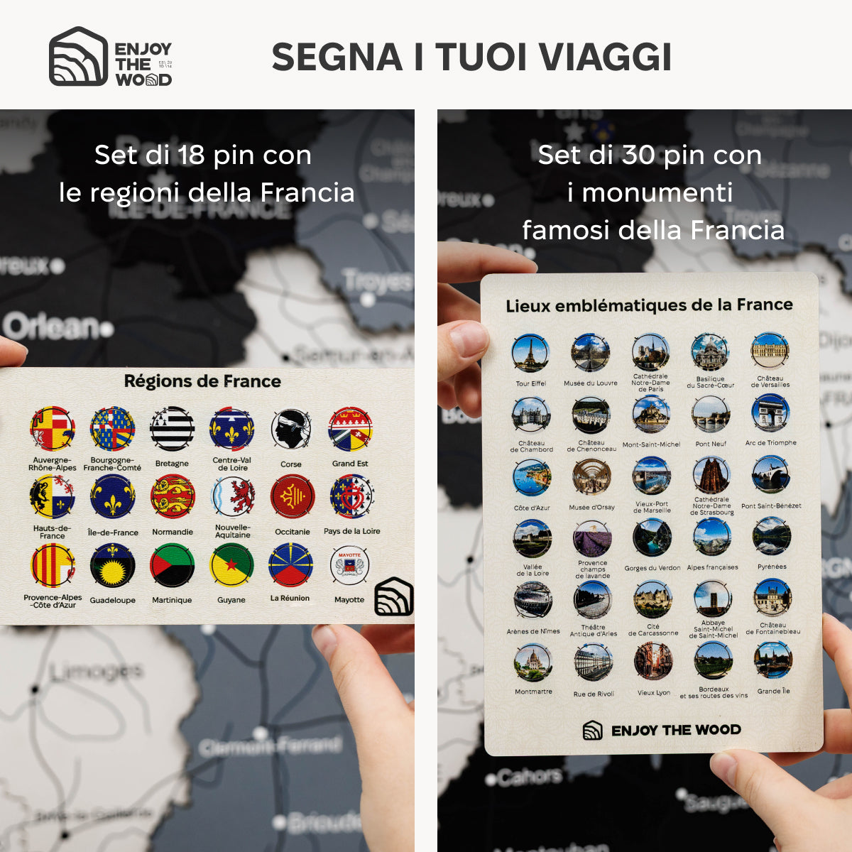 Mappa della Francia in legno Nordik