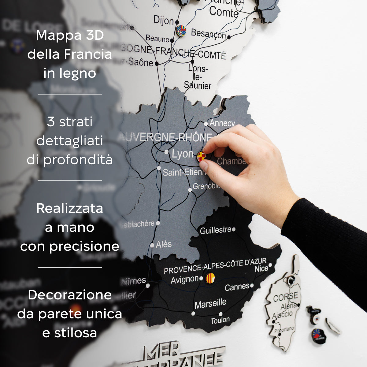 Mappa della Francia in legno Nordik