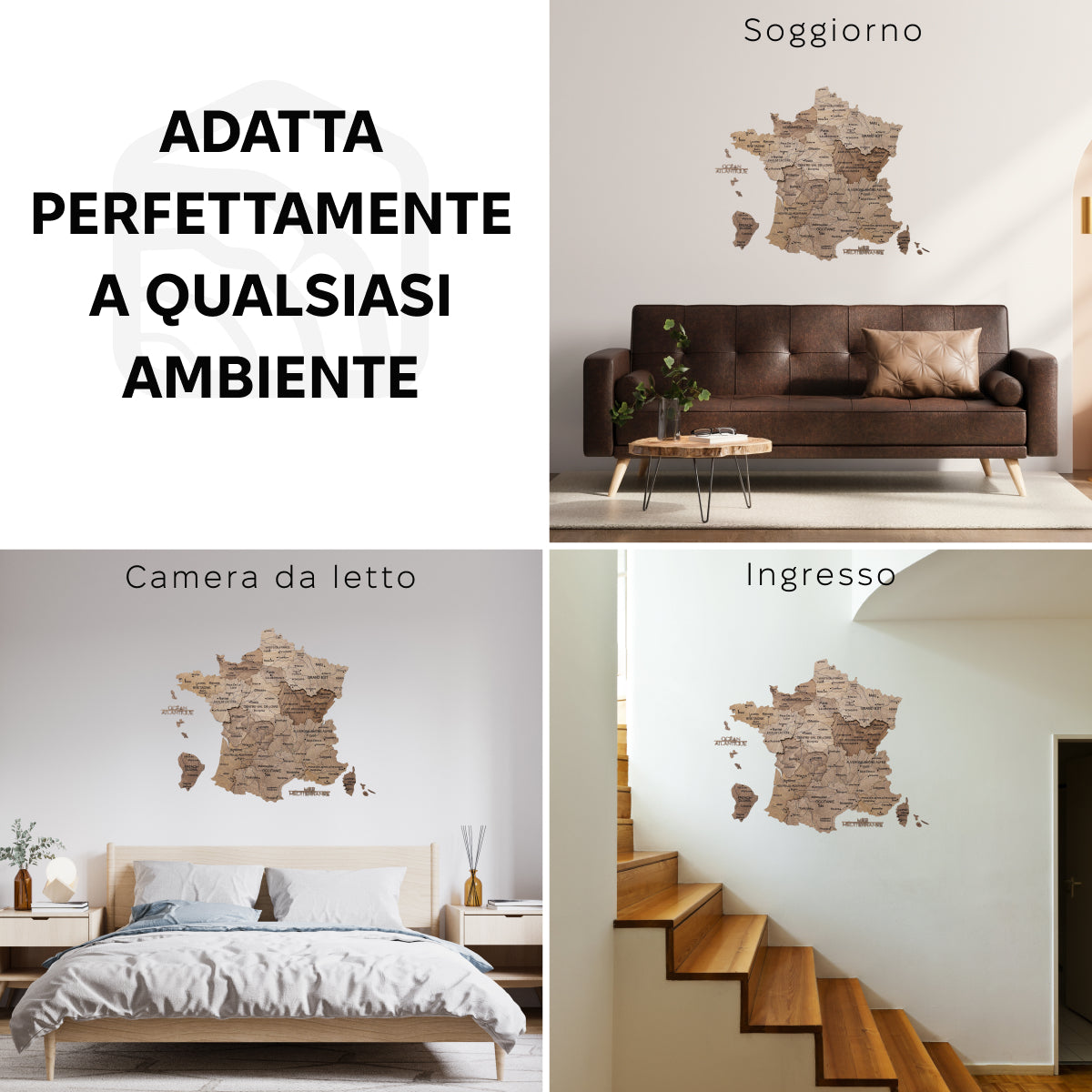 Mappa della Francia in legno Terra