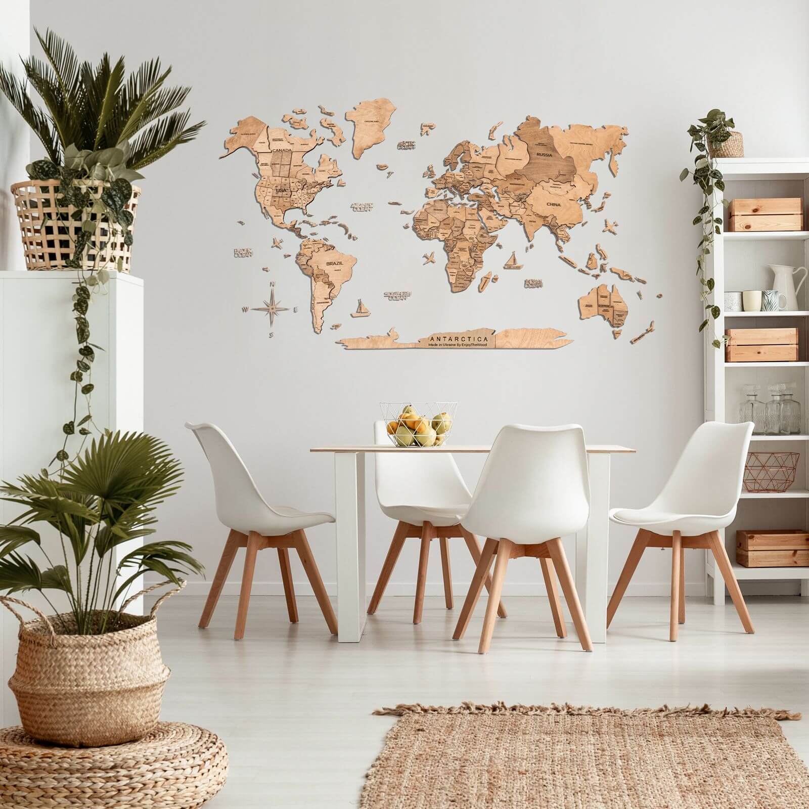 Mappa decorativa da parete legno chiaro