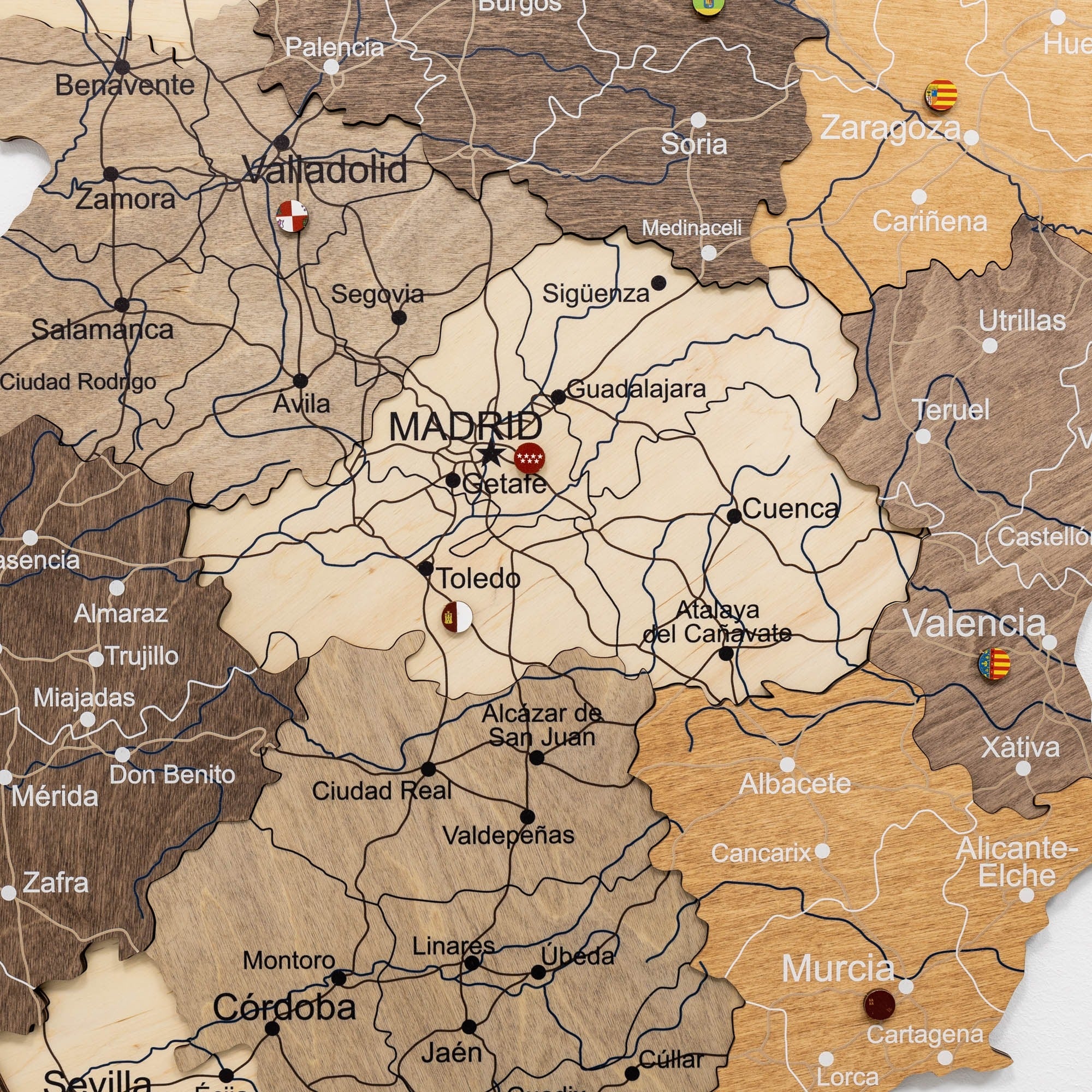 Mappa della Spagna in legno Multicolor