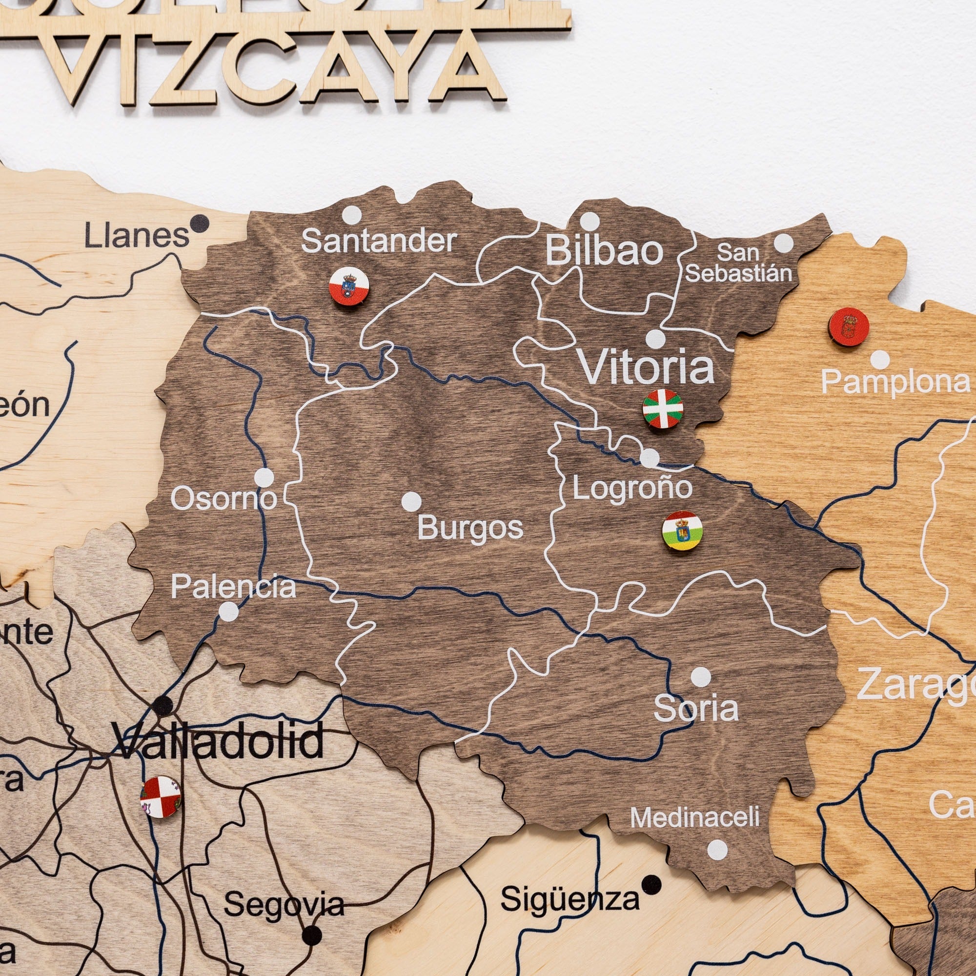 Mappa della Spagna in legno Multicolor