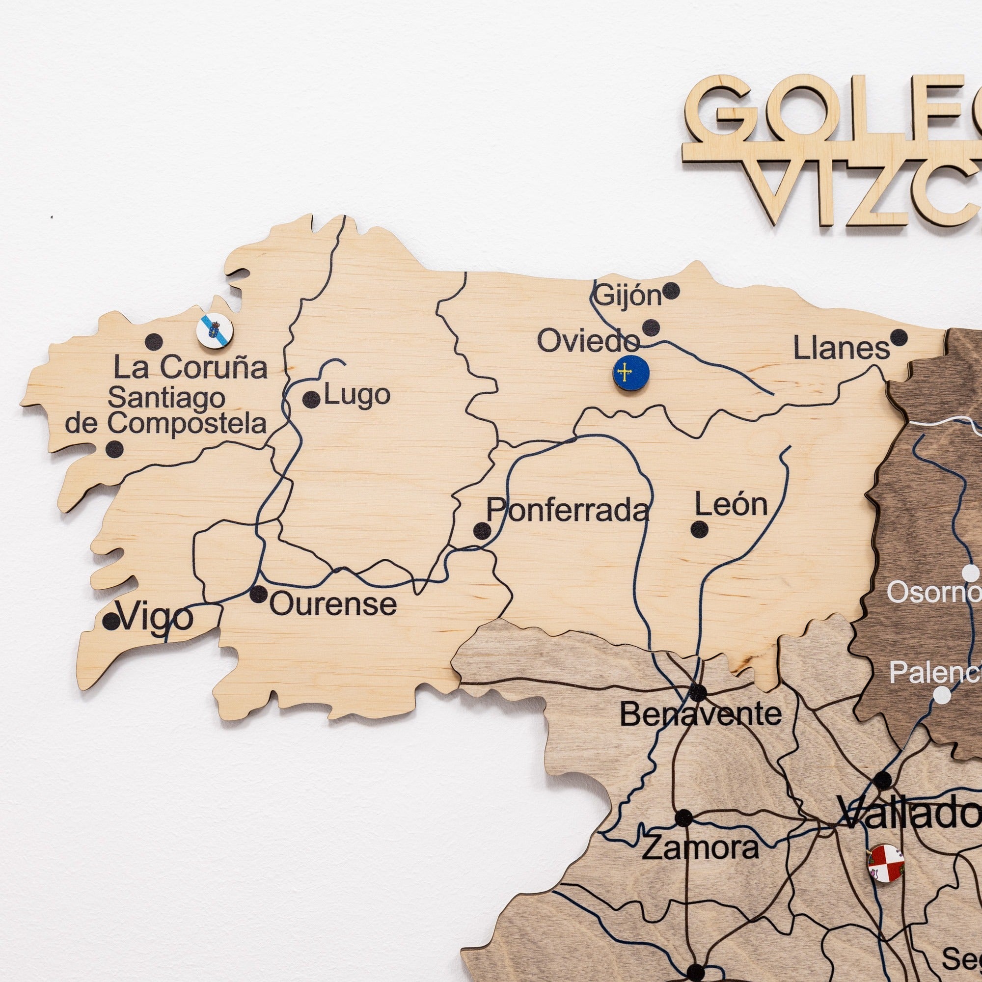 Mappa della Spagna in legno Multicolor