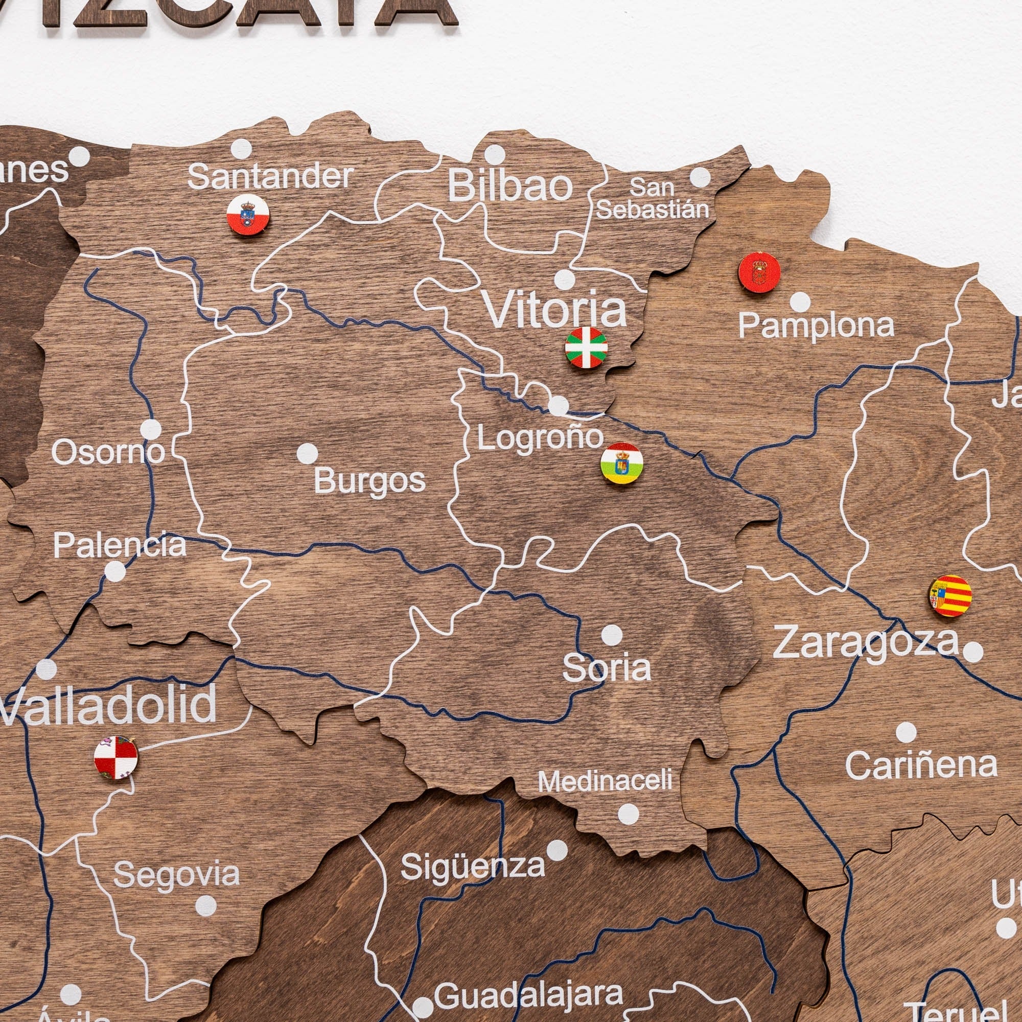 Mappa della Spagna in legno Dark Walnut