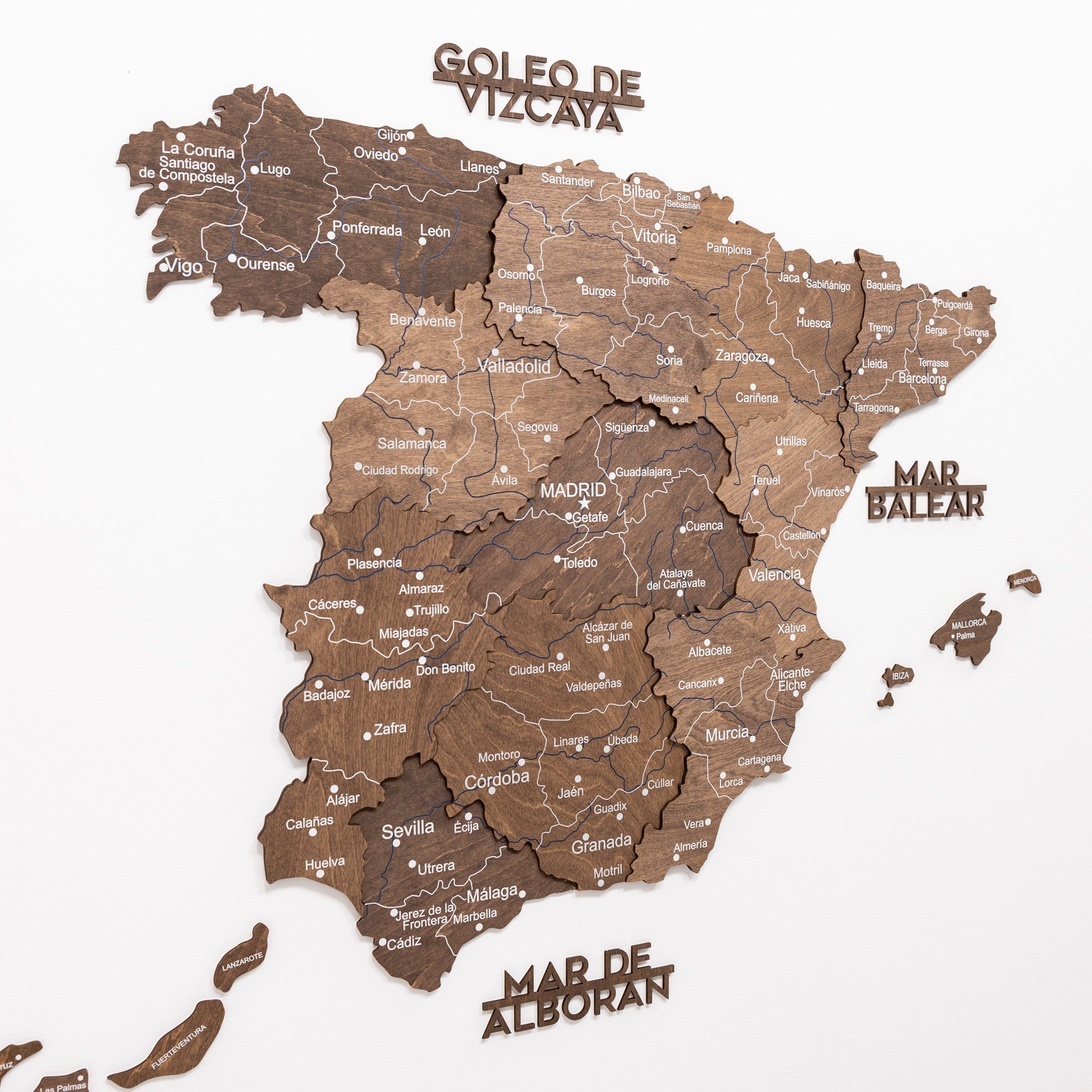 Mappa della Spagna in legno Dark Walnut
