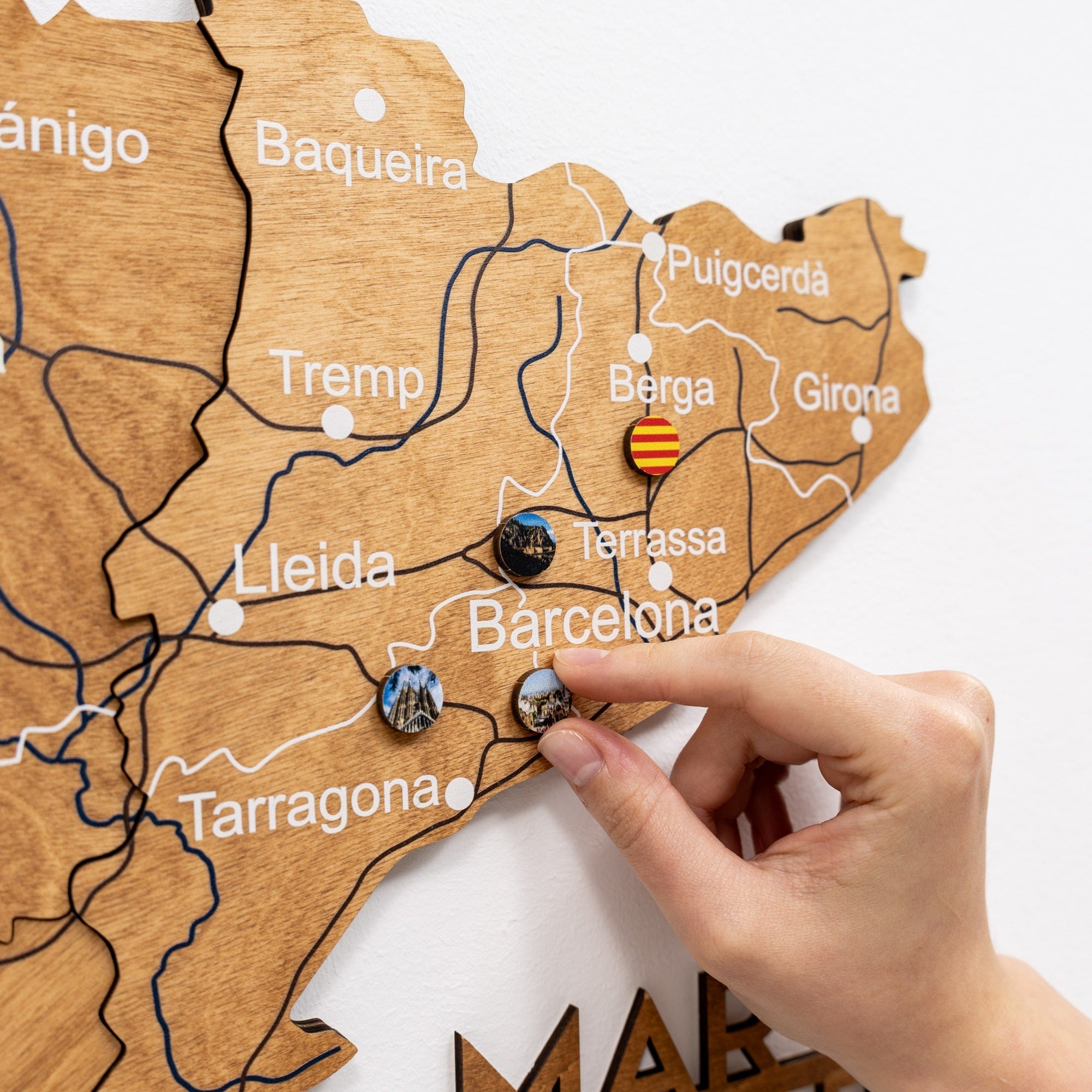 Mappa della Spagna in legno Oak