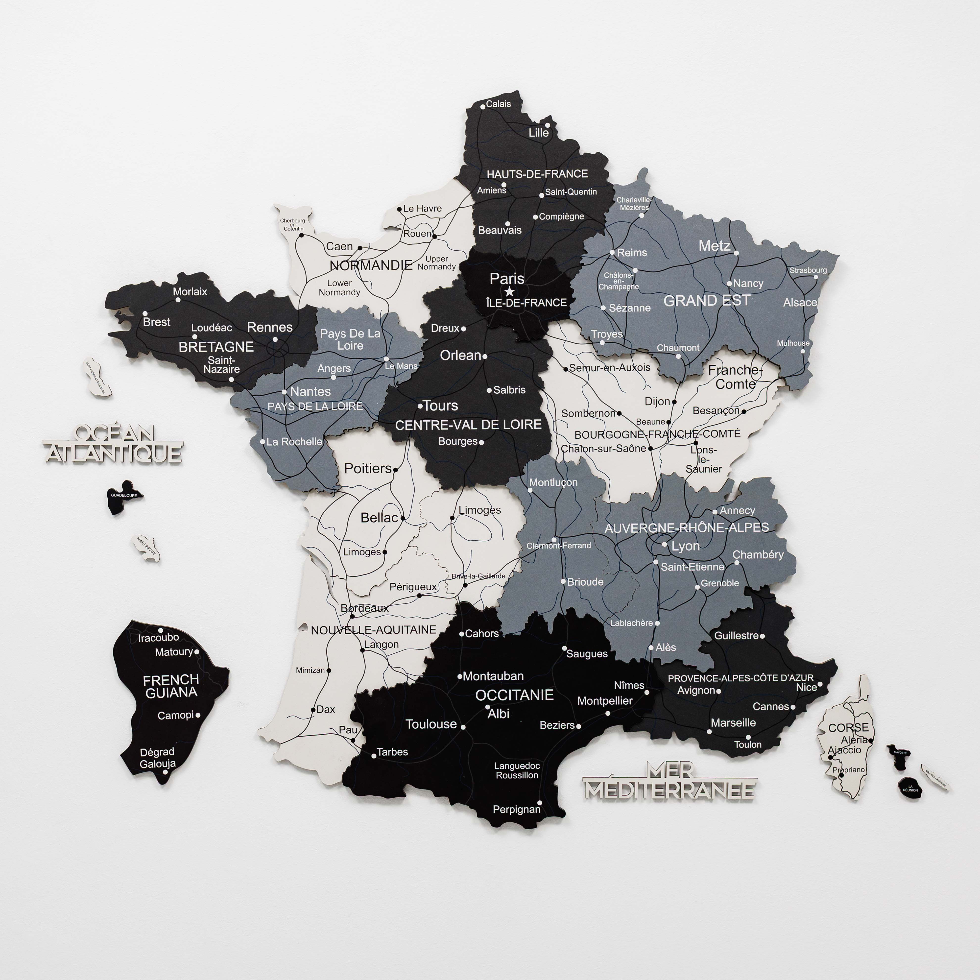 mappa della francia con regioni