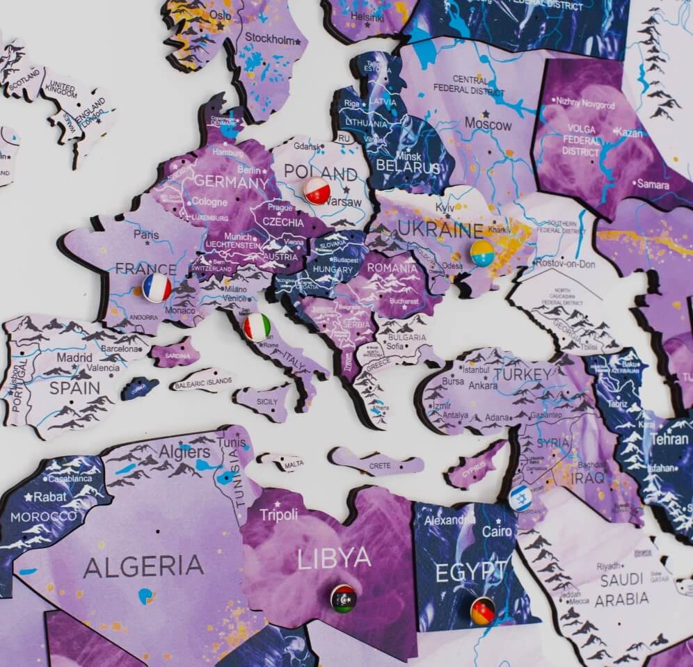Mappa del Mondo 3D in Legno Via Latte
