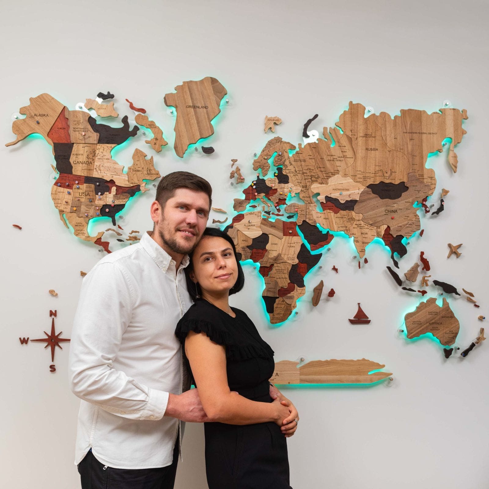 Mappa del Mondo 3D in Legno Massello