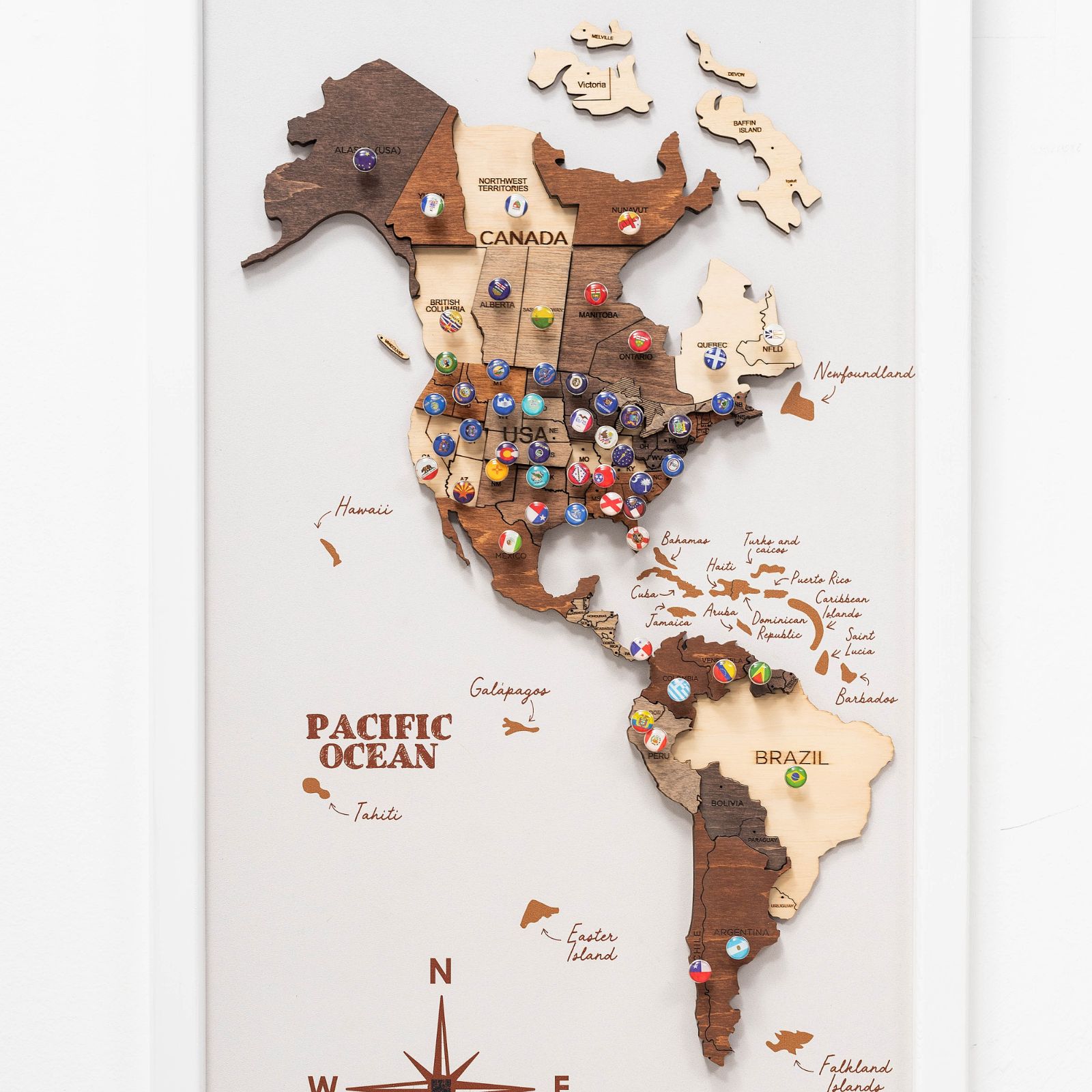 3D Multicolored Wooden World Map – Wall Triptych