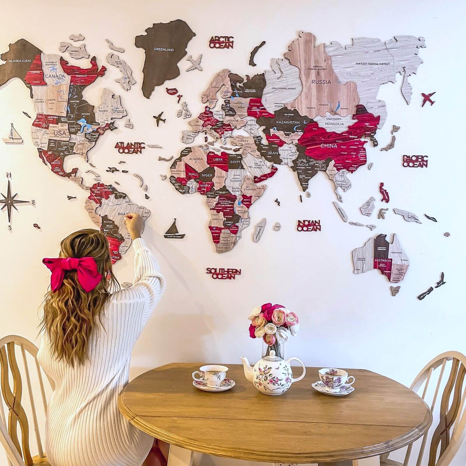 Mappa del Mondo 3D in Legno Urban