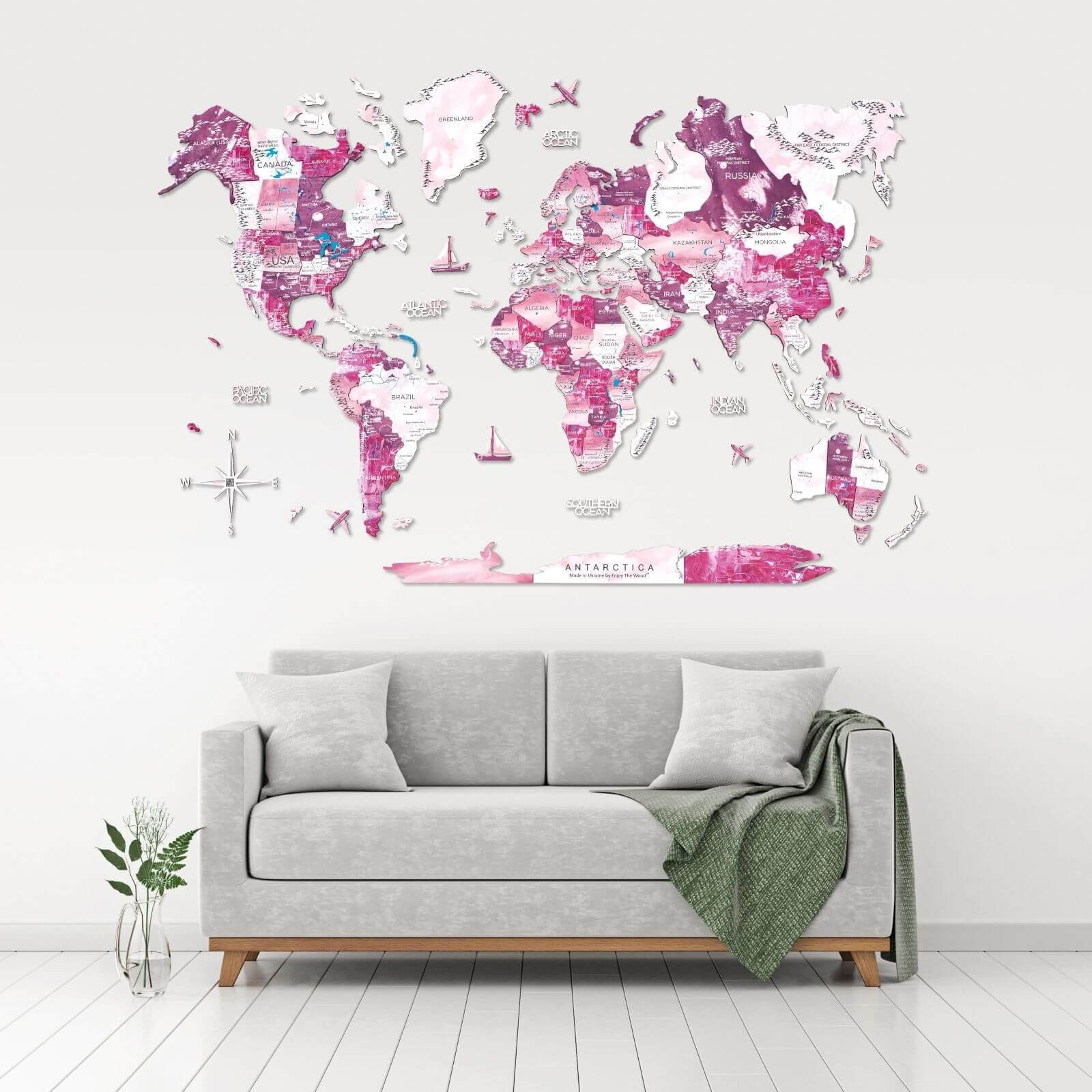 Mappa del Mondo 3D in Legno Dream