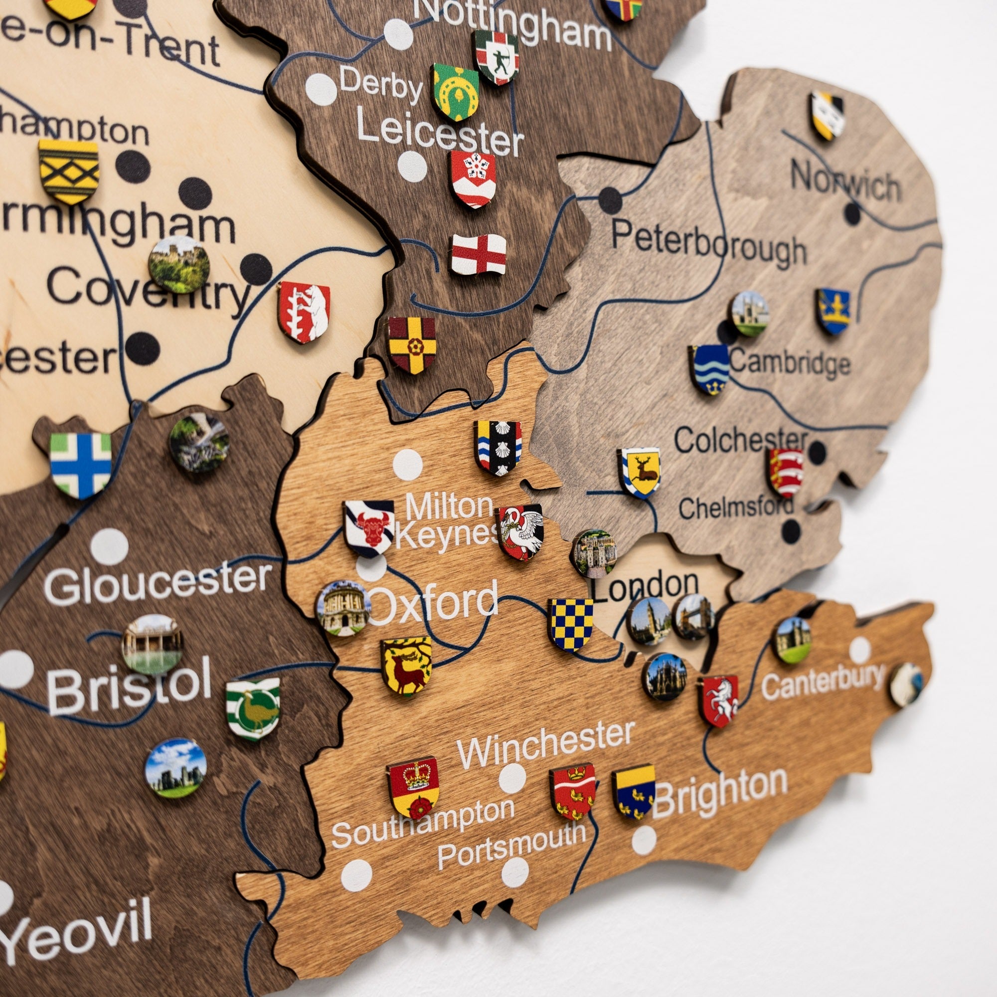 Mappa 3D del Regno Unito in legno Multicolor