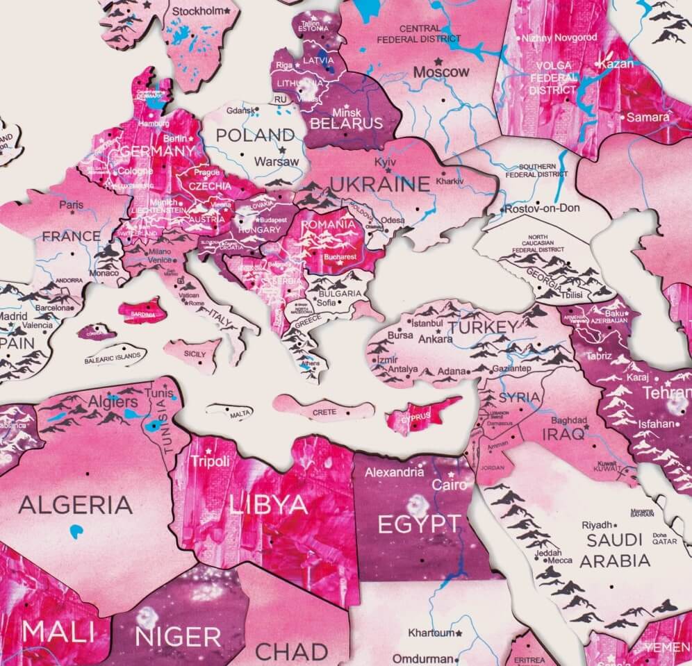 Mappa del Mondo 3D in Legno Dream