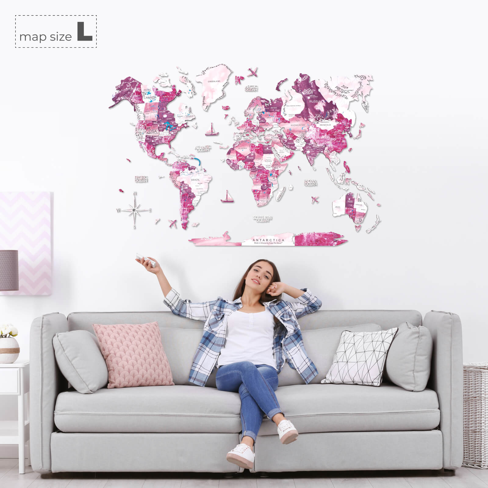 Mappa del Mondo 3D in Legno Dream