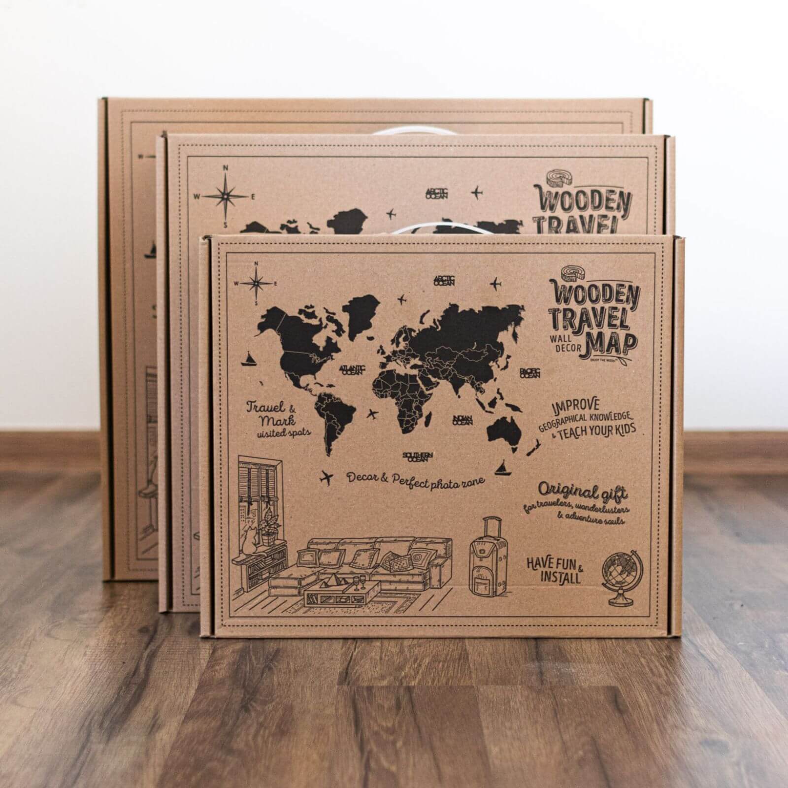 Mappa del Mondo in Legno 3D Cliff: