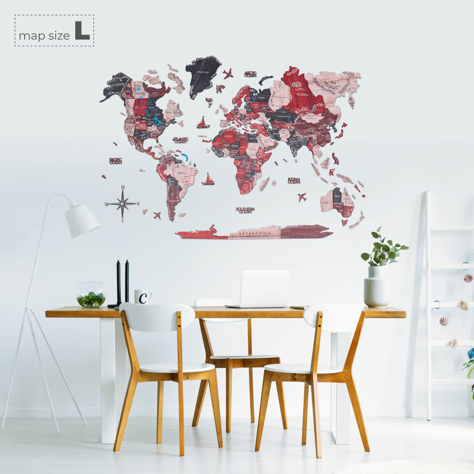 Mappa del Mondo in Legno 3D Cliff: